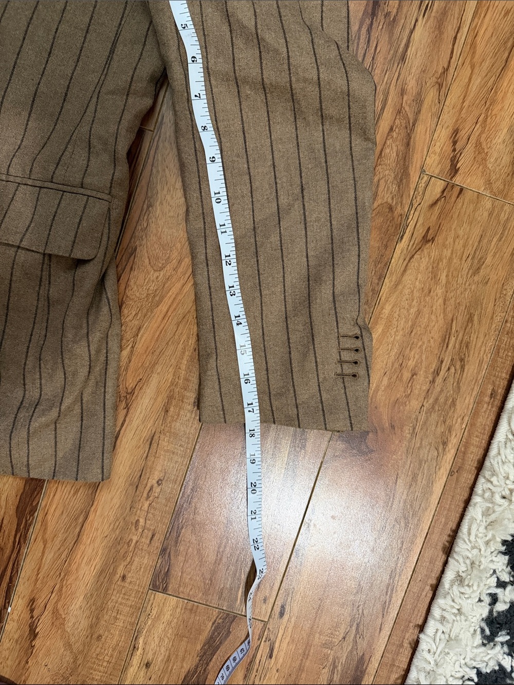Harry Rosen Men's Tailored Brown Pinstripe Suit with Belted Waist - Picture 4 of 8